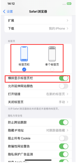和乐镇苹果手机维修分享Safari浏览器如何切换标签栏位置 